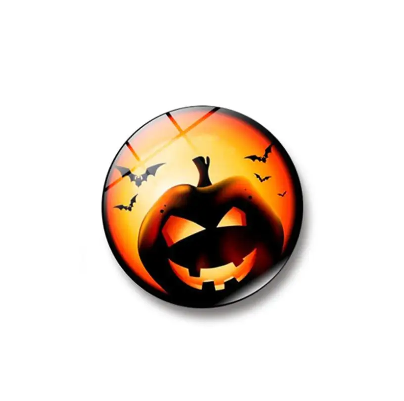 

1PC Happy Halloween Witch Pumpkin Bat Glass Glue Sign Pattern Dome Glass Fridge Magnet home decor #60