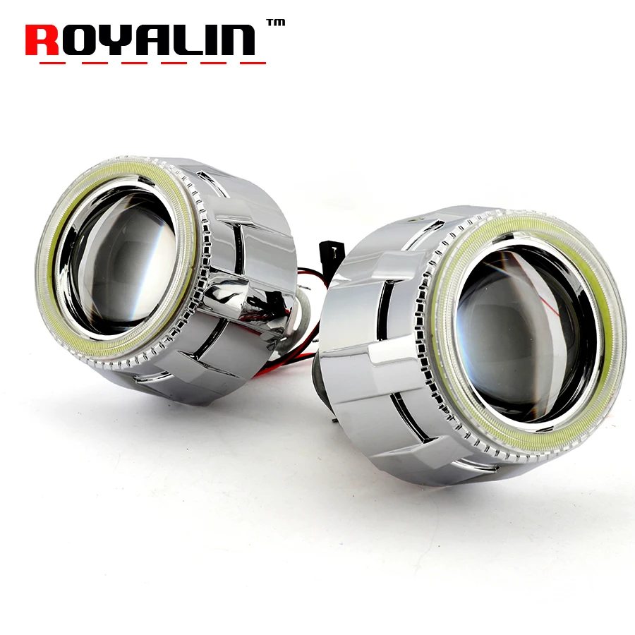 ROYALIN 2 5 дневного Внешнее освещение линзы Bi Xenon H1 проектор фара Объектив с белыми