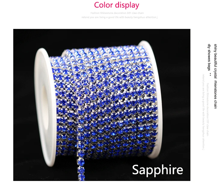 buy sewing supplies online 10yard 1Row ss6 ss12 ss16 colour Crystal Glass rhinestone Silver Cup claw close chain sewing Trim craft for Garment accessories Sewing Needles