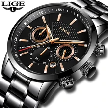 Men Watch Top Brand Luxury LIGE Waterproof Military Sport Watch Stainless Steel Multi-function Quartz Clock Relogio Masculino