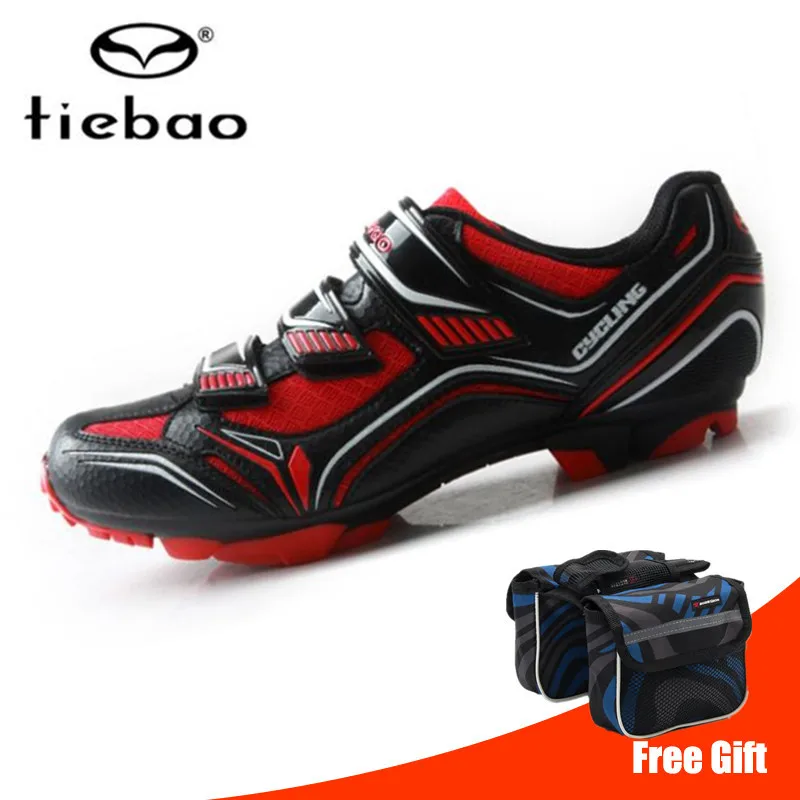 Tiebao Sapatilha Ciclismo Mtb велосипедная обувь, профессиональные мужские кроссовки, женская обувь для велосипеда Mtb, самоблокирующаяся обувь для горного велосипеда - Цвет: Black red