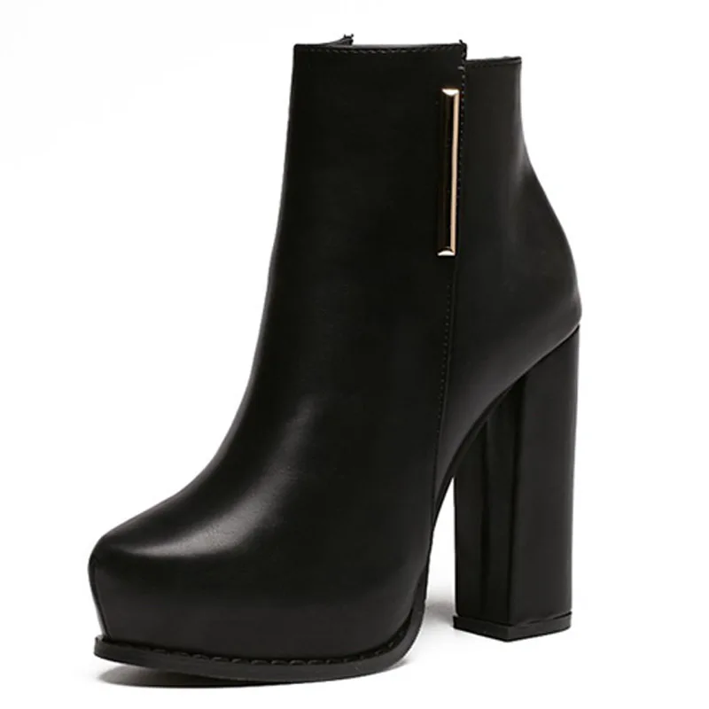 

Platform Black Leather Women High Heels Boots Sexy Ladies Party Boots Shoes Heels Dropshipping ankle boots for women