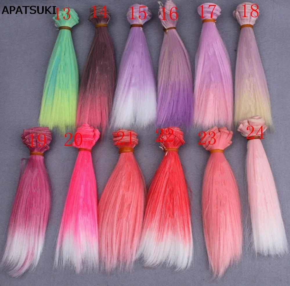 

15*100cm Gradient Color DIY Wig High Temperature Wire Long Straight Hair For BJD Dolls DIY Pink Red Rose Green Purple