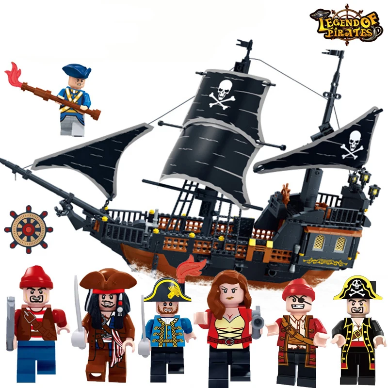 

652pcs Pirates Caribbean Black Pearl Ghost Ship large Models Building Blocks Set Educational Toy Birthday Gift Compatible Legoed