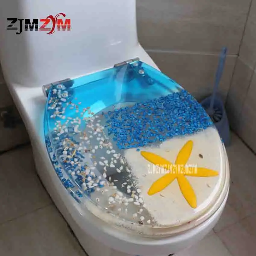 

Stylish high-grade Resin Toilet Cover Slow Down Stainless Steel Hinge Color Cartoon U/V/O Type Universal Toilet Cover Hot Sale