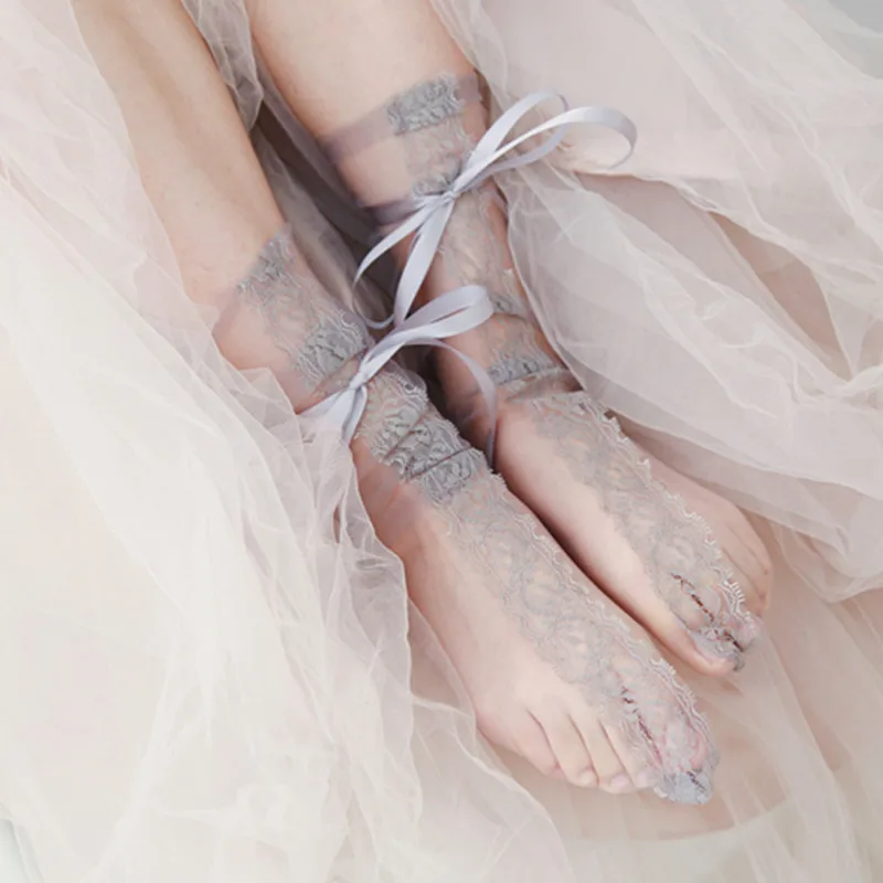Модные женские кружевные носки прозрачные с бантом Sox|lace socks|mesh sockssocks fashion |