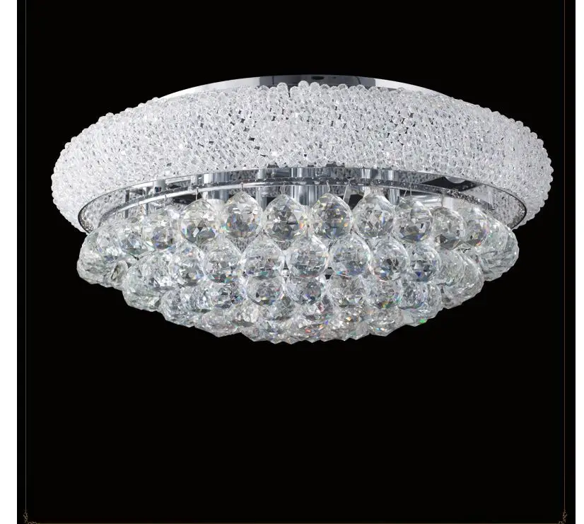 D360mm K9 Crystal Ceiling Light Fixture Chrome Ceiling Light