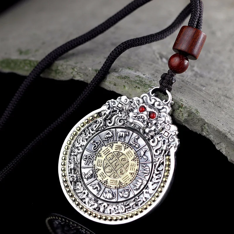 

Silver s999 Jewelry Men's Necklace Necklace Chain Nine Palaces and Eight Diagrams