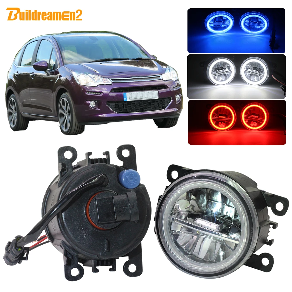 

Buildreamen2 Car Styling H11 LED Fog Light 4000LM Angel Eye DRL Daytime Running Light 12V For Citroen C3 FC_ Hatchback 2005-2010