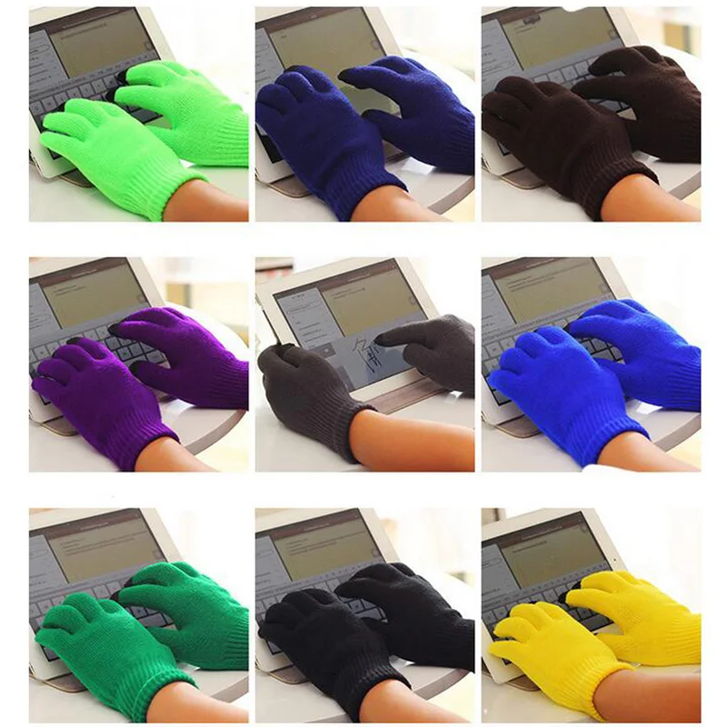 Fashion Female Wool Knitting Touched Screen Gloves Winter Women Warm Full Finger Gloves Stretch Warm Guantes Knit Mitten