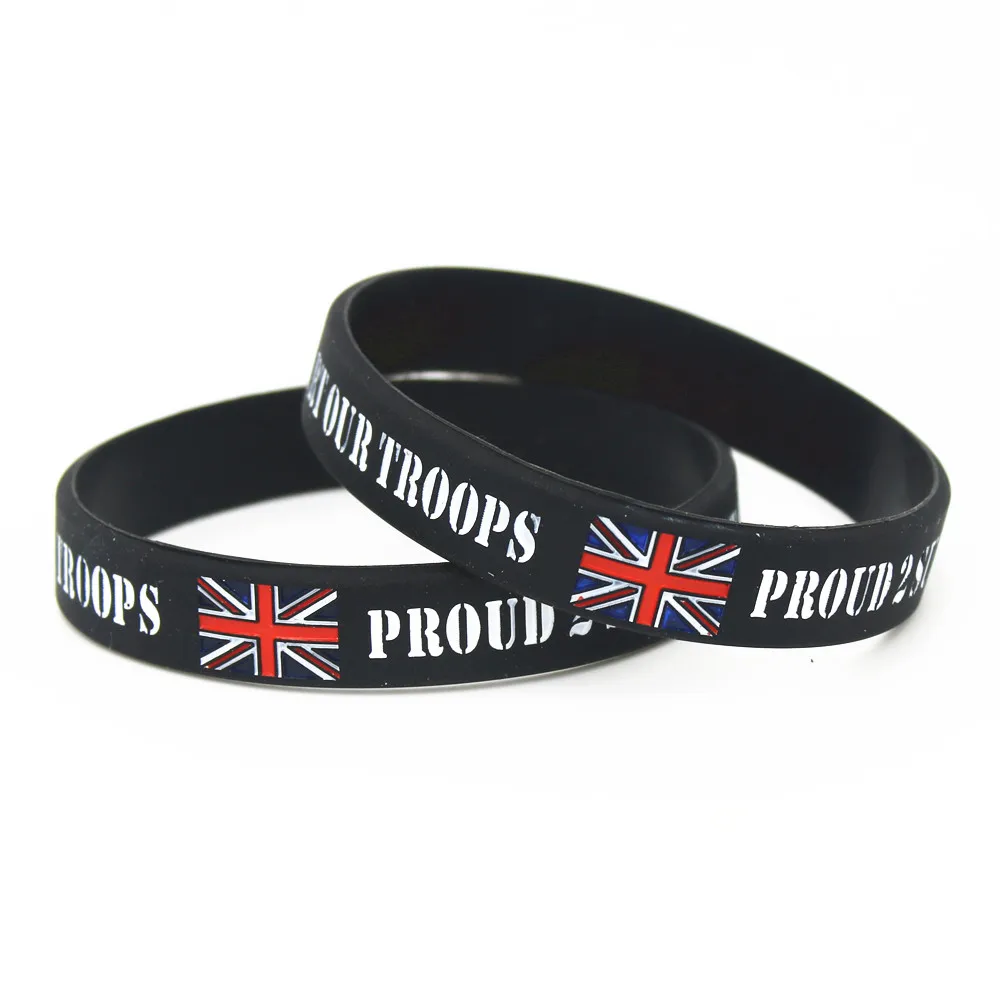 50PCS Proud 2 Support Our Troops Silicone Wristbands THE Britain A.B.F Soldiers Charity UK Silicone Bracelets &Bangles SH188