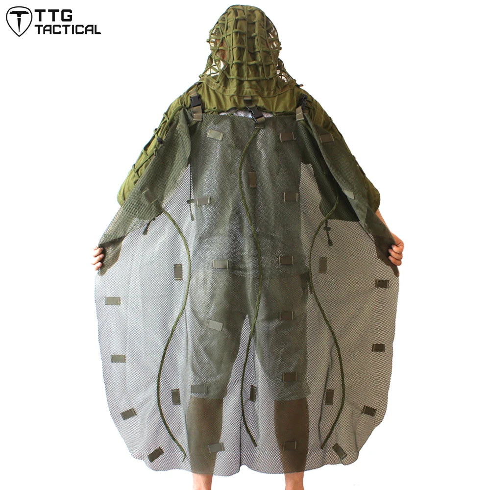 TTGTACTICAL военный капюшон Ghillie со съемной накидкой зеленое армейское пончо | Спорт и