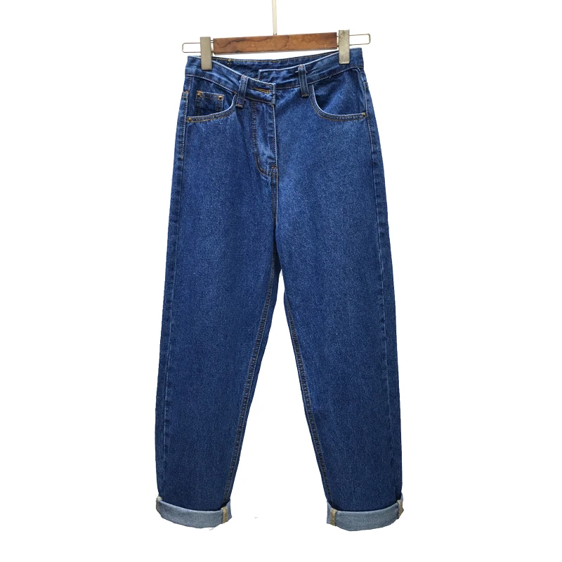 Women Casual Jeans High Waist Ankle Length Jeans Vintage Dark blue / Light blue / Black Mom Jeans 0124-69