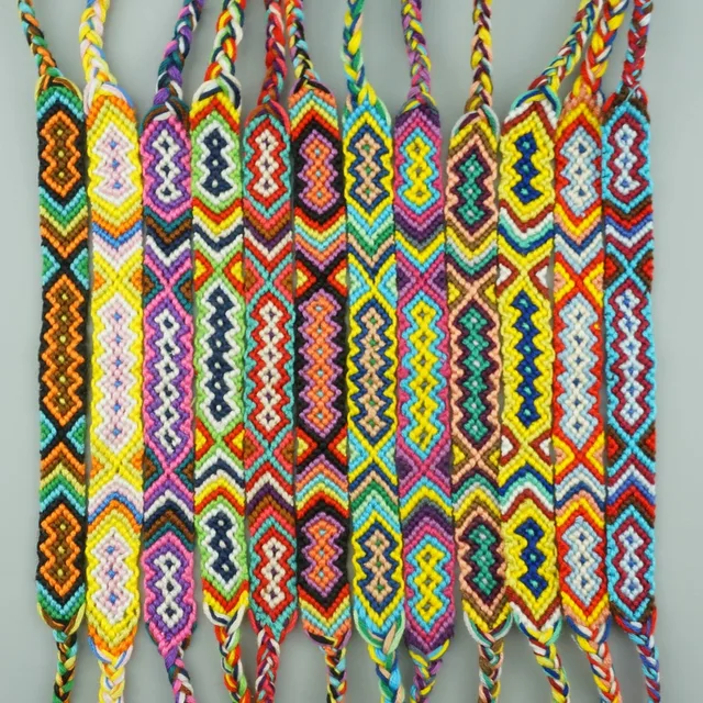 AMIU 12 pcs Bohème Armure Coton Amitié Bracelet Brésilien Tissé Corde Chaîne Bracelets Faits Main Emballage