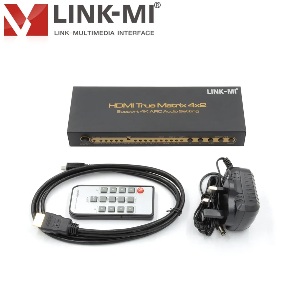LINK-MI HD402 4x2 HDMI матрица 4 в 2 из колдован с ИК цифровой, с дистанционным управлением аудио формат Full HD 1080 P/3D