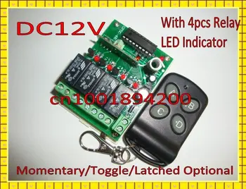 

4 Relay CH Wireless Remote Control Switch System + LED Indicator12V Momentary Toggle Latched LED SMD Light Lamp ON OFF Switch