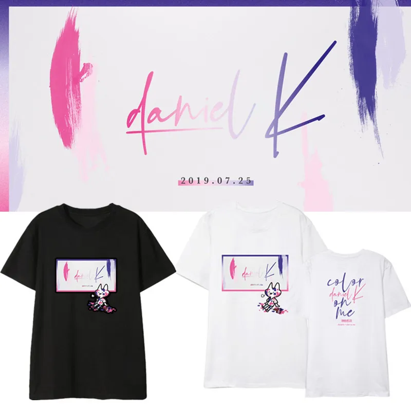 

kpop WANNA ONE Kang Daniel 2019 new album Color on me print black Short sleeve t shirt Women korean streetwear loose tshirt tops