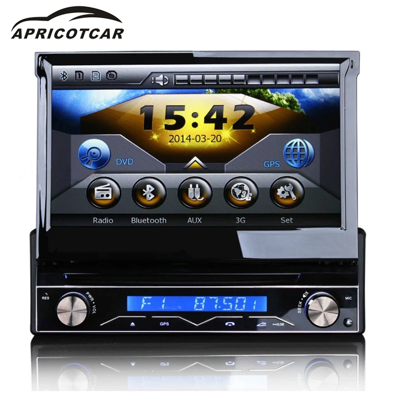 Top Car DVD Player for Universal 7 Inch 1din Retractable Touch Screen Car Multimedia Player DVD GPS Navigation Bluetooth FM 0