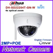 Original dahua DH-SD22204T-GN-W WiFI IP 2MP HD Network Mini PTZ Dome 4x optical zoom POE wireless Camera SD22204T-GN-W