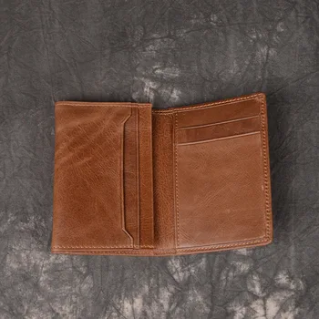 

Genuine Leather Credit Card Holder Oil Waxed Cowhide Credit Card Wallet Vintage Business Card Bag ID Organizer Case Holder