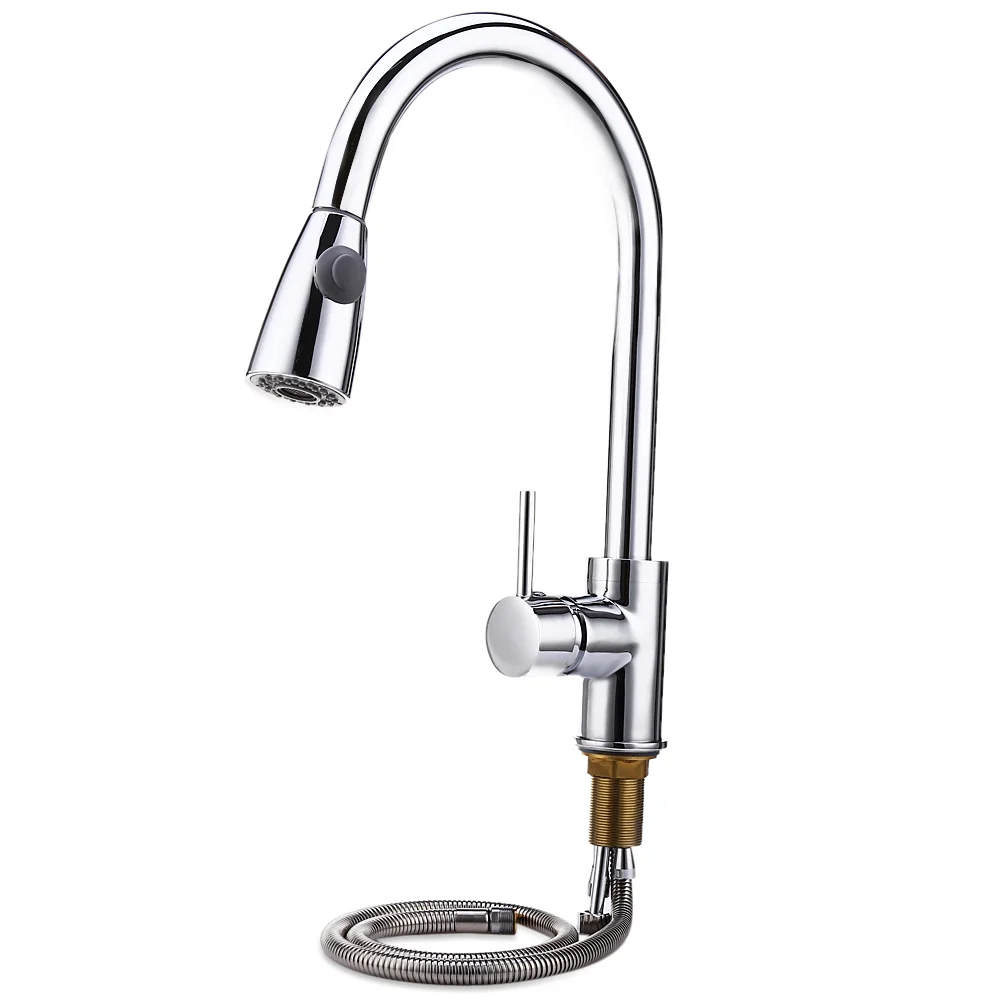 

Deck Mounted Pullout Spray Single Handle Swivel Kitchen Faucet Dual Spouts 360 Swivel Handheld Shower Kitchen Mixer Taps