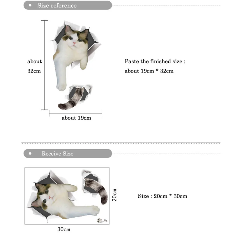 Милый котенок кошка 3D стикер на стену s Шкаф для ванной комнаты украшение дома ПВХ художественные наклейки водостойкие настенные наклейки для туалета обои