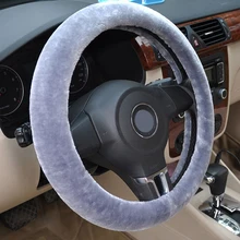 VOLTOP Плюшевые Чехлы на руль, автомобильные аксессуары, чехол на руль, зимняя Мягкая шерстяная Нескользящая универсальная, диаметр 36-38 см