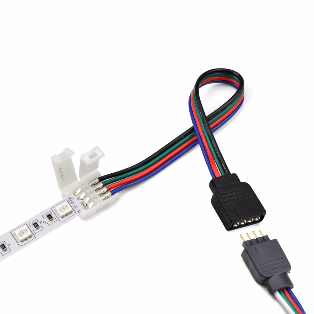 Светодиодная лента RGB коннекторы светильник 10 мм 4 Pin без паяльного кабеля плата PCB