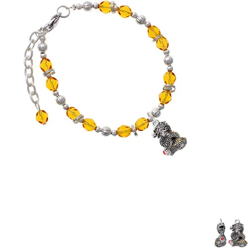 Two-tone Dragon with Red Crystals Yellow Beaded Bracelet