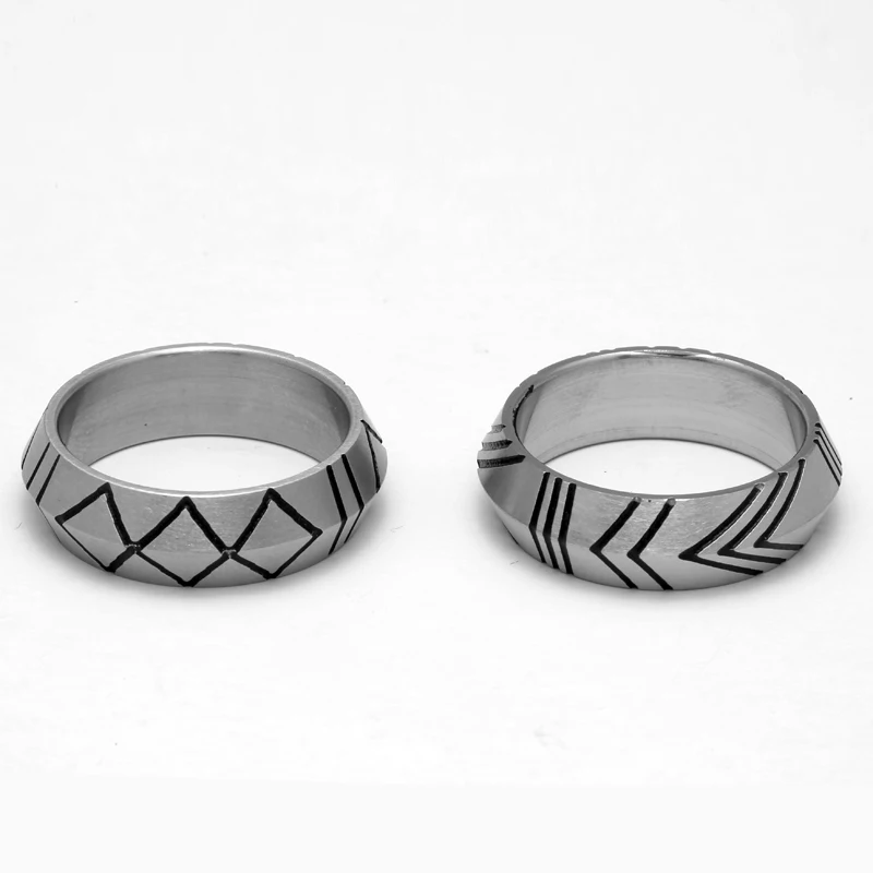 Mcllroy Sweden minimalism Boutique Vintage Jewelry Rings Stainless Steel Lattice Stripe Women Men's Couple Creative Ring