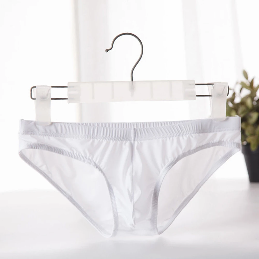 

Ice Silk Men Briefs Ultra-thin Breathable Transparent Seamless Underpants Low Waist Sexy Men Panties Elastic Underwear Plus Size