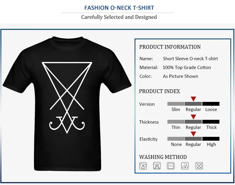 All Cotton Men Short Sleeve Tops Tees Sigil of Lucifer - White Printed Summer Autumn T Shirts Design Fitted Crew Neck Tee-Shirts