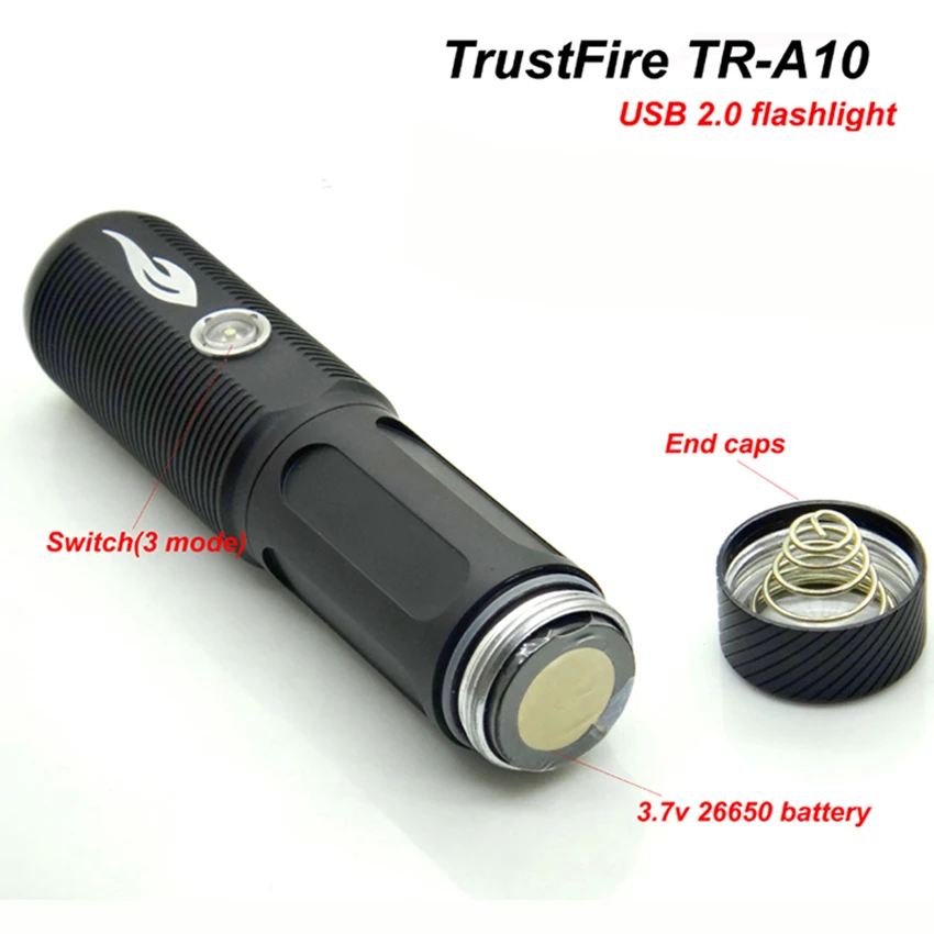 TrustFire A10 USB 2 0 фонарик * L2 26650 фонарь 1200LM светодиодный порт как внешний аккумулятор с