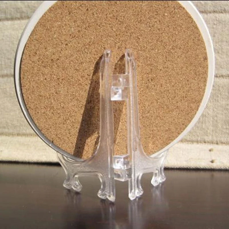 

12Pcs 3 Inch Plastic Easels or Plate Holders Display Dinner Plate (Transparent)