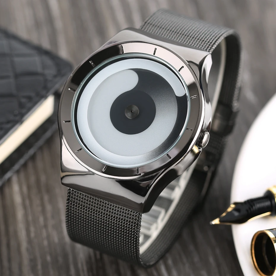 YISUYA Neutral Creative Rotating Pointer Design Men and Women Sports Watch Luxury Steel Mesh Band Fashion Quartz Unisex Relogios 2017 Gifts (8)