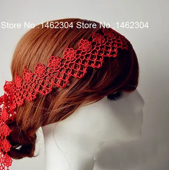

New Design 7CM Wide Red Swiss Lace Trim water soluble chemical lace Applique DIY ribbons and trims for sewing