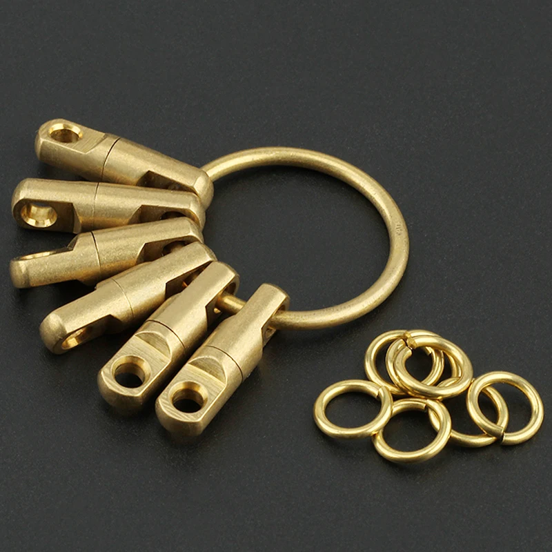 

1set /lot Vintage Brass Double Rotation Key Ring Outdoor Small Tool EDC Key Rotating Ring