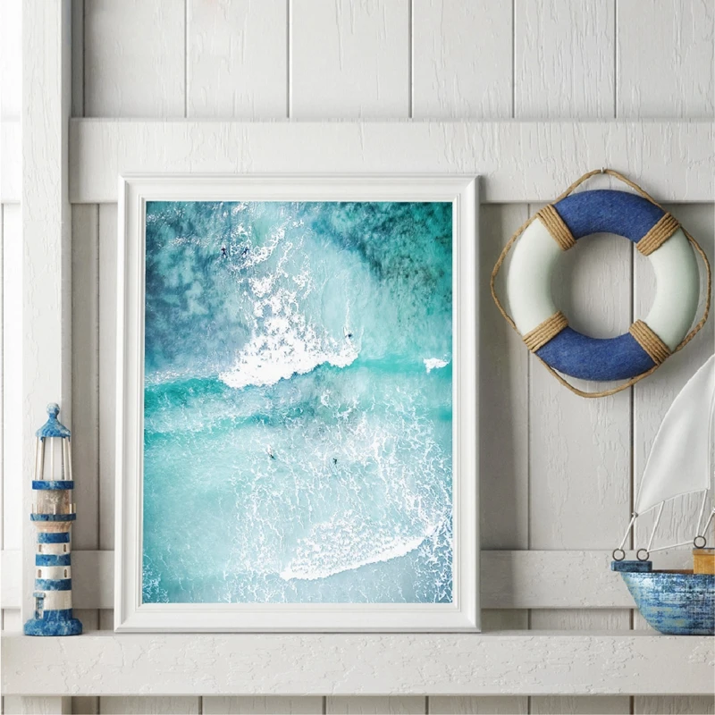 Океанская волна, настенная живопись на холсте, для пляжа, серфинга, воздушные принты, скандинавские плакаты, Современный Пляжный Пейзаж, картина для декора гостиной