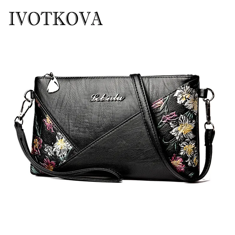 

IVOTKOVA Fashion Women Clutch Bag New Lady Handbags 2019 Patchwork Female Crossbody Purses Emboss Flower and Dragonfly Bags