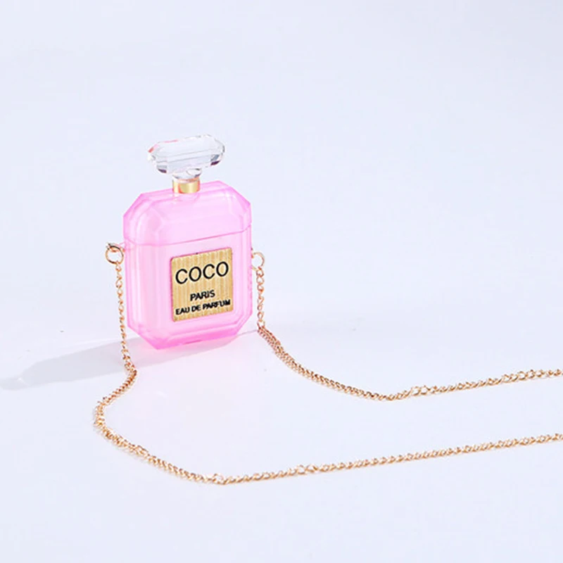 

For AirPods 1&2 Cover Luxury Air Pods Perfume Bottle Case Shockproof Protective Soft Silicone Case With Chain