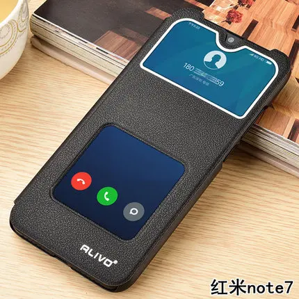 

for Xiaomi Redmi Note 7 Case Luxury Window View Flip Stand PU Leather Cover Coque For Redmi Note7 Protector Phone Case #VA