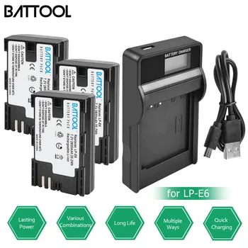 

BATTOOL for Canon 6D 60D 60Da 70D 80D Battery + LCD Charger for EOS 5D Mark II III IV 6D Mark II for Canon 7D Mark II Camera