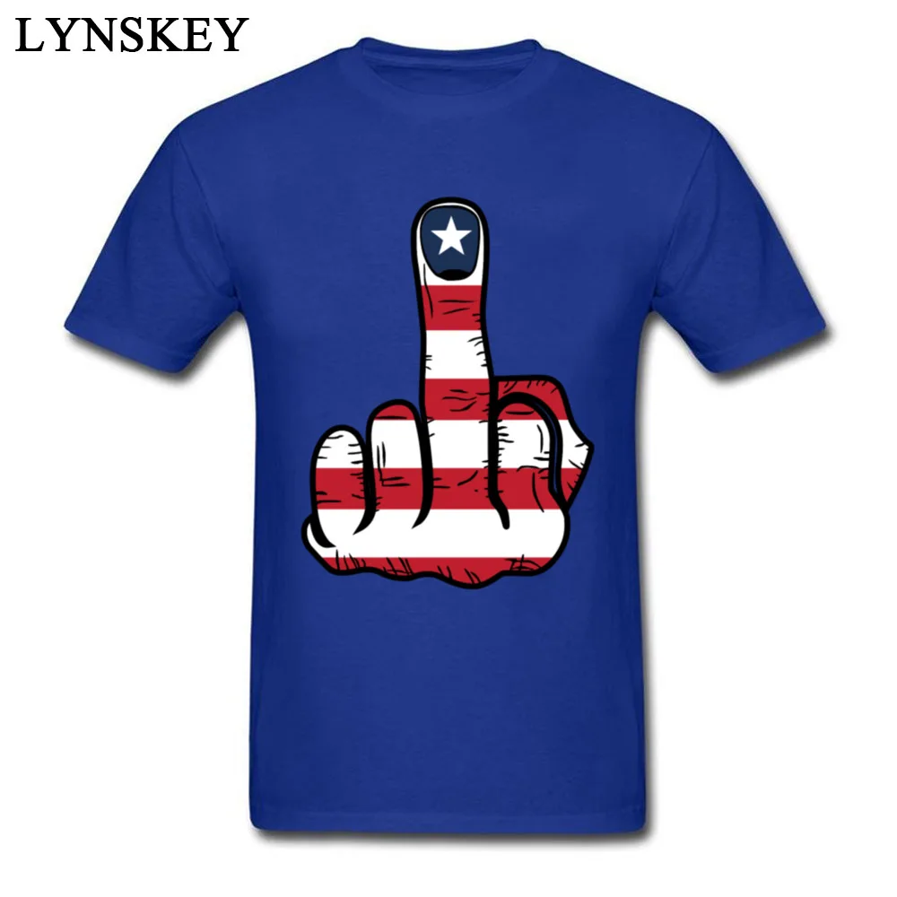 Adult Tops Tees Prevalent Classic T Shirt Pure Cotton Crewneck Short Sleeve Printed Middle Finger USA Flag Clothing Shirt Middle Finger USA Flag blue