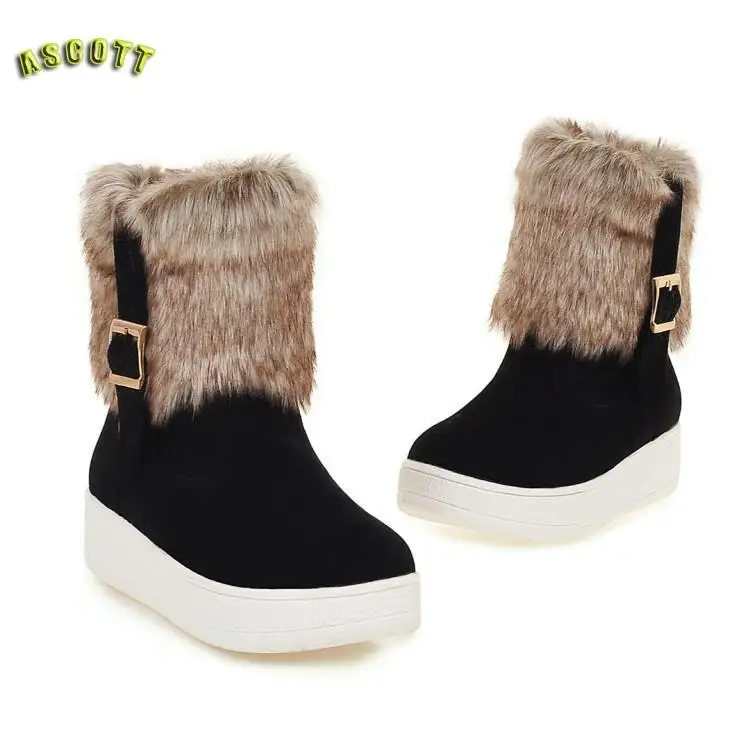 

Autumn And Winter Of 2017 New Round Thick Low Tube Solid All-match Warm Plush Fashion Boots