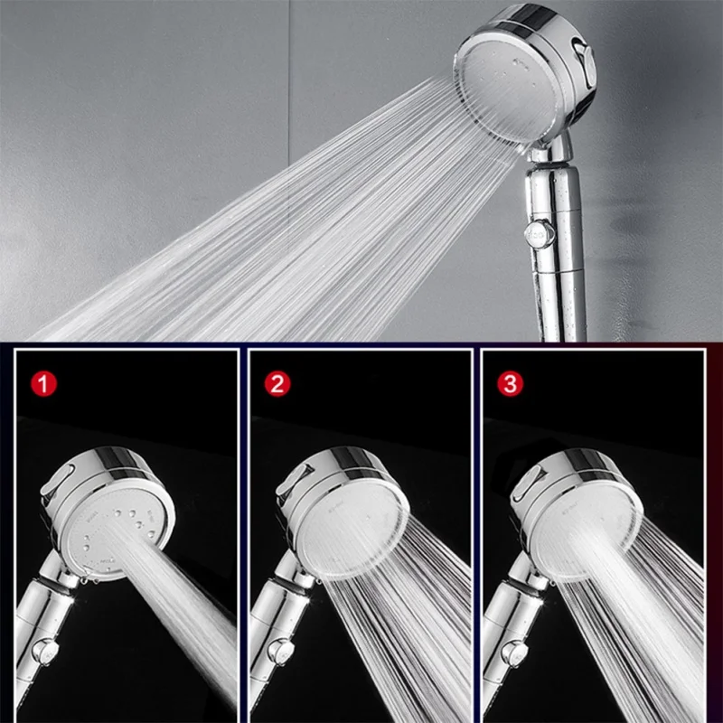 

New Adjustable 360 Degrees Rotating Shower Head Water Saving Shower Head 3 Mode Shower Water Pressure Shower Head Stop Button
