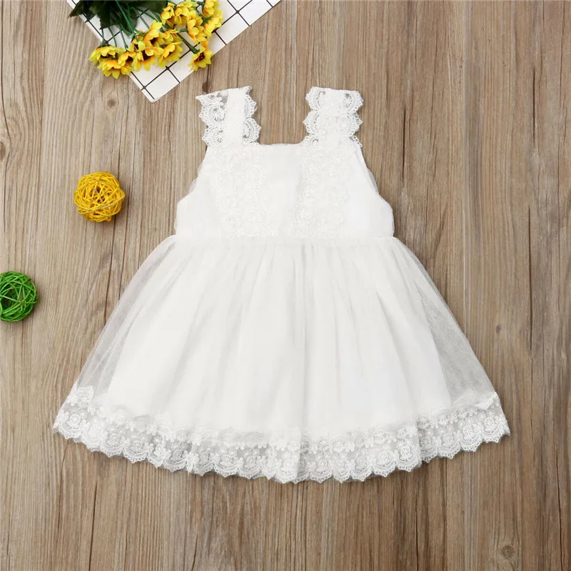 

1-6Y Kids Baby Girl Lace Princess Dress Eleghant Girl Formal Wedding Party Flowers Dress Sleeveless Strap Tulle Tutu Ball Gown