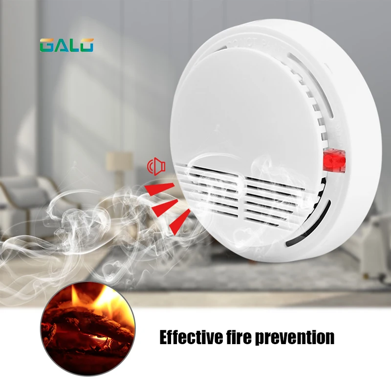 

9V Battery Operated Photoelectric Smoke Alarm LED Light Flashing & Sound Warning Smoke Alert Detector for Home School Hotel