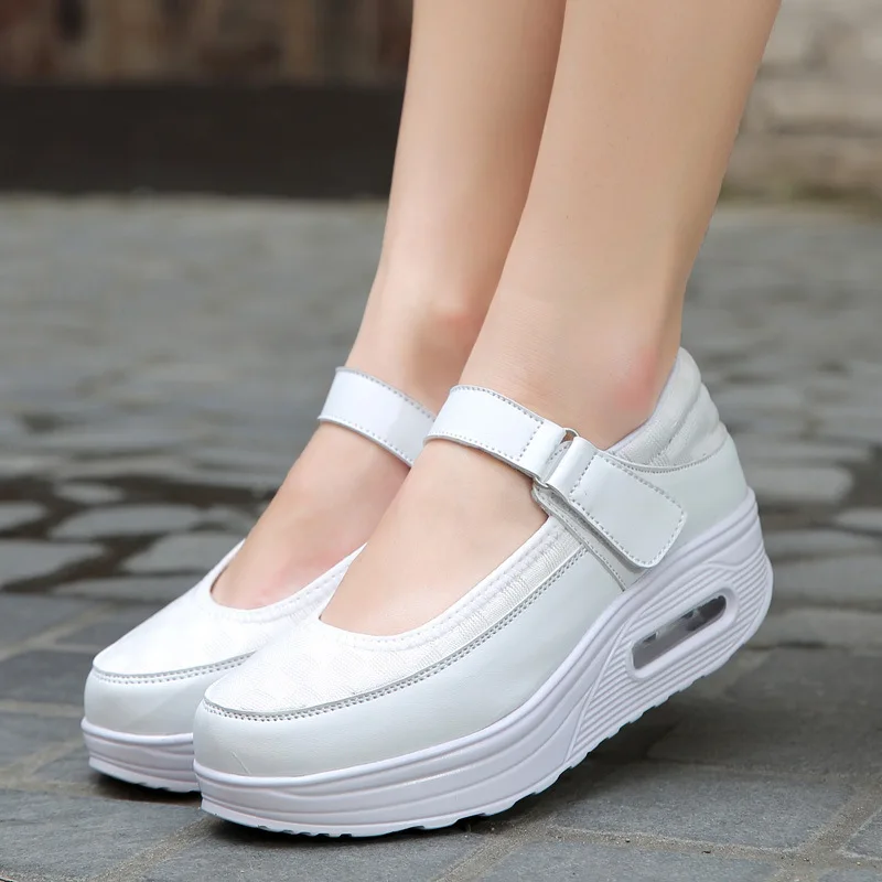 

Women Flat Shoes 2019 Summer Rocking Shoes Black Breathable Casual shoes Ladies Flat Platform Shoes