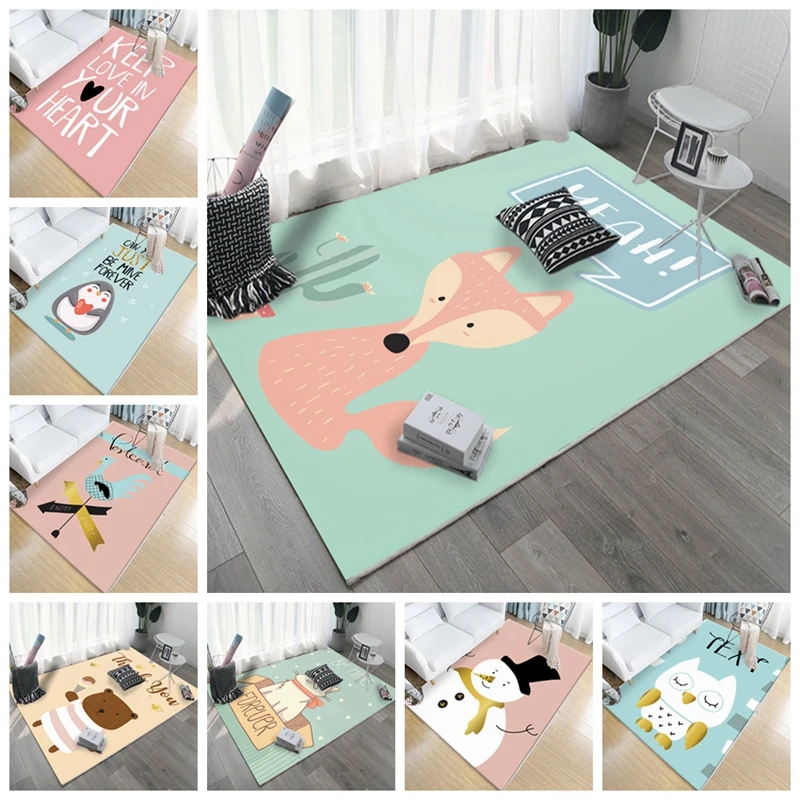 Cartoon Fox Owl Bear Pattern Children Carpet Nordic Style Kids Area Rugs for Living Room Children's Room Play Crawling Floor Mat Cartoon Fox Owl Bear Pattern Children Carpet Nordic Style Kids Area Rugs for Living Room Children's Room Play Crawling Floor Mat