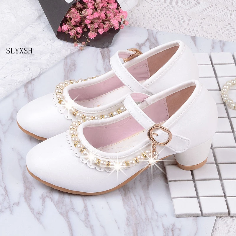 Girls Baby Toddler Princess Pink White Dress Shoes Flat Wedding Kids 